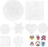 アイロンビーズ プレート 軽量 丸型 四角 六角形 ハート アイロンシート ピンセット付属 DIY 手芸 クラフト 手作りアクセサリー【8枚セット 5mm】