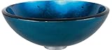 Kraus GV-204-CH Irruption Blue Glass Vessel Bathroom Sink with PU-MR Chrome by Kraus