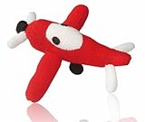 Estella Baby Rattle Toy in Shape of a Plane, Hand-Knit Soft Infant Toy, Red by Estella