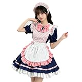 [AOTYP] メイド服 メイドコスプレ コンカフェ ショート丈 猫爪 ネコ娘 可愛い メイドコスチューム ハロウィン仮装 レディース メンズ 妹系メイド 大きいリボン セット 一式 こすぷれ イベント パーティー 大人 女装 ハロウィン 学園祭 撮影 ネイビー 5XL