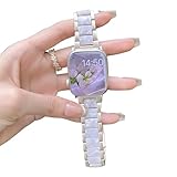 アップルウォッチバンド Apple Watch バンドコンパチブル 38mm 40mm 41mm 樹脂+合金ステンレスストラップバンド バースデー ギフト あっぷるうおっちバンド 防水 メンズウォッチ、レディースウォッチ，チバンド ベルト 腕時計バンド 交換ベルト 調整ツール付き Apple Watch Series8 7 6 SE 5 4 3 2 1対応 (ホワイト+スターライト, 38mm/40mm/41mm)