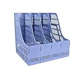 デスクオーガナイザー、ファイルオーガナイザー、文書ソーターオーガナイザー、マガジンホルダー、4セクションファイルホルダー,Blue