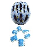 Shnin 子供用 自転車 ヘルメット セット プロテクター ブルー 蜜蜂 キッズ サイクリング 軽量 頭囲サイズ:45～56cm