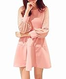 (マーシェル) Marshel マタニティ ワンピース お出かけ用 長袖 かわいい おしゃれ シンプル ピンク L