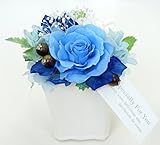 【ベルシック】 プリザーブドフラワー　ルリビットローズ　ブルー 枯れないお花　お祝・お見舞い　クリアケース付