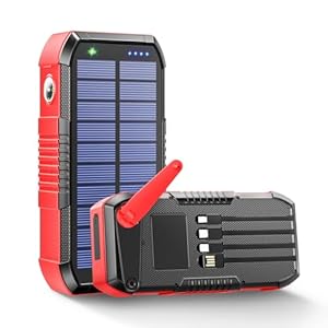 ソーラーモバイルバッテリー 大容量 【63200mAh 22.5W/PD18W急速充電】 モバイルバッテリー ソーラー 4本ケーブル内蔵 6