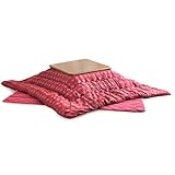 タンスのゲン こたつ 3点セット 【こたつ本体+掛布団+敷布団】 幅80×80cm 正方形 継ぎ脚 UV塗装 600W ハロゲンヒーター 本体ブラウン 布団水玉レッド 68140096 03