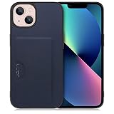 LOOF SKIN SLIM-SLOT レザー カード収納 スマホケース for iPhone 13 用 ケース カバー 背面 ストラップホール カードポケット シンプル 耐衝撃 薄型 軽量 leather [ネイビー]