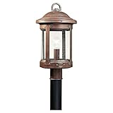Sea Gull Lighting 8241-44 Outdoor Post Mount with Clear Seeded?Glass Shades, Weathered Copper Finish