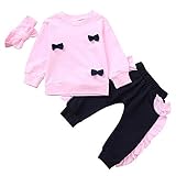 洋子ちゃん 3点セット（トップス+ パンツ+ ヘッドバンド） ボウタイ 飾り　ベビー服　女の子　赤ちゃん服　幼児　子供服　丸首　長袖　5サイズ　キッズ服　満月/出産祝い/プレゼント80CM－90CM－