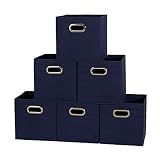 ファブリックストレージビンin Navy ( Set of 6 )、11 " H x 11 " W x 11 " D ,ハンドルSet Upの高速簡単、頑丈なストレージスペースのLooks Grea
