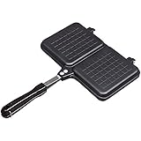 アイリスプラザ ホットサンドメーカー 直火式 ガス火専用 2枚焼き ダブル お手入れ簡単 ブラック 36×25×3cm