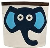 【MM-34】 アニマル 動物 おもちゃ ラウンド 収納 ボックス 赤ちゃんの おむつ ガーゼ タオル なども可愛く 収納 (ゾウさんブルー)