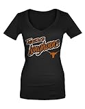 NCAAテキサスLonghornsコットンVネックTシャツ、スモール、ブラック