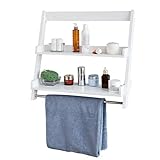 【10％off】SoBuy FRG117-W ランドリーラック 浴室ラック ウォールラック【二段式/タオル掛け/収納洗面所 収納/木製/幅63】リビング/玄関/トイレ/キッチン用/オシャレ壁掛けラック/洗面所 ラック/ウォールシェルフ/調味