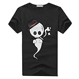 【Smile LaLa】 メンズ レディース tシャツ 半袖 オシャレ 夏 カットソー トップス スカル シンプル コーデ (ブラック, 2XL)