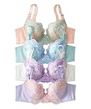 [ニッセン] ブラジャー 花柄刺しゅうブラジャー４枚組 4枚組(ペールカラー) E85