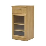 食器棚 幅40 カップボード ロータイプ 棚3段 可動棚 ガラス扉 引き戸 引き出し 木製 ナチュラル 完成品