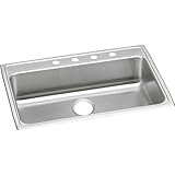 Elkay LRAD3122553 3-Hole Gourmet Lustertone 31-Inch x 22-Inch Self Rimming Single Basin Stainless St