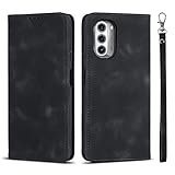 Ｈａｖａｙａ 対応 Moto G52J 5G ケース Moto G52J 5G II ケース 手帳型 ストラップ モトローラ g52j 5G 第二世代 Motorola スマホケース 耐衝撃 カード収納 フェイクレザー スエードの質感-ブラック