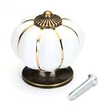 SODIAL(R) 家具引き出しハンドル磁器白ブロンズひょうたん家具ハンドル