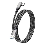 POTRRCIUSUER USB C ケーブル 5m L字 タイプc ケーブル 5m USB-A to Type-C USB3.1 Gen2 10Gbps 高速データ転送 60W PD対応 急速充電 スマホ タブレット ゲーム機対応 ガン色