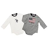 [ユーエスポロ] U.S. POLO ASSN. (BABY) ベビー服 2点セット (長袖ロンパース2枚) USP71276WH Sサイズ