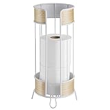 mDesign whtlightwoodrealtissuetoilet 3 Toilet Roll Holder 4095MDBST
