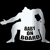 TREZ BABY ON BOARD 相撲 力士 どすこい ステッカー 【BABY IN CAR】 (ミラーシルバー)