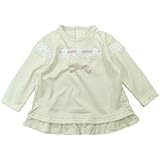 【H28年春物】(日本製) Pample Mousse(パンプルムース) キラメキタック天竺レース付きTシャツ 80cm/IV NO.DP-61208