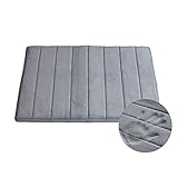 サイズ：約ﾖｺ61×ﾀﾃ43×厚み1.5cm 【ダークグレー】　浴室　バスマット　キッチン　玄関　足元マット　ふかふかマイクロファイバー　低反発　ウォッシャブル　すべり止め　ノンスリップ