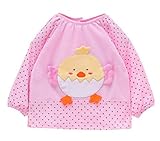 【SEBLES】 キッズ ベビー ひよこ ピヨピヨ キュート エプロン スモック 幼稚園 お絵かき 全4色 サイズ 80 90 100 クロスセット (ピンク,80)