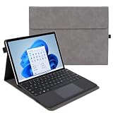 Microsoft Surface Pro 12 インチ用の ケース スエード調 手帳型 キーボードを収納可能 多角度スタンド機能 マイクロソフト サーフェス プロ12 専用保護カバー スリム 軽量 ペン収納可能 耐衝撃 全面保護 お洒落,グレー
