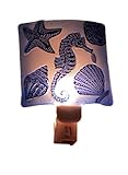 ガラスNight Lights 68665ブルータツノオトシゴハンドペイントアートガラスプラグin Night Light 4.5 X 6.25 X 2.75インチブルー