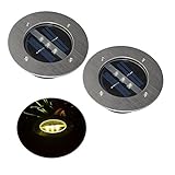 Poilee 埋め込み式 ソーラー 3LED スポットライト 防水対応 ガーデンライト 2本セット A097 (ウォームホワイト)