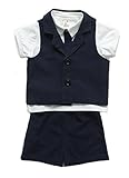 Honey baby 子供服 ベビー服 スーツ キッ ズ服 フォーマル 洋服 ネクタイ付きTシャツ+ベスト+半ズボン英国風 学園風 男の子 結婚式 お正月　誕生日 お宮参り 七五三 記念日 出産祝い 