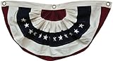 American Flag Bunting Natural Embroidered Stars & Stripes Red White Blue Country Primitive Patriotic
