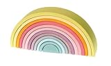 Extra Large 12-Piece Rainbow Tunnel Stacker Toy in Pastel Colors - Wooden Nesting Puzzle for Creativ