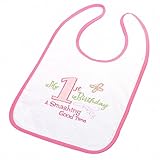 Lillian Rose First Birthday Cotton Bib, Pink, 8.75 x 14 by Lillian Rose [並行輸入品]