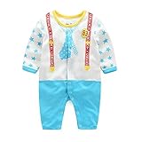 エルフ ベビー(Fairy Baby)新生児服 春秋用カバーオールロンパース 前開き 長袖 可愛いプリント 3M ブルー