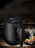 新しいエアフライヤー、1400Wオイルフリーエアーフライヤー、2.5L大容量LCDフライスマシン、白、レシピ、健康調理器具フードオーブン (色 : ブラック)