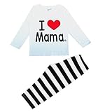 Hooyi 赤ちゃん女の子パジャマ綿子供大好きママのパジャマ セット (100（4歳）)