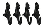 鋳鉄装飾壁フックのセット4 Faux Aged Bronze Finish Cast Iron Seahorse壁フック1.75 X 5 X 2.25インチブラックモデル# 30086