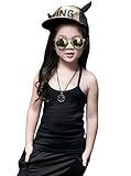 COMVIP タンクトップ 子供服 キャミソール 男女兼用 簡約 柔らかい 無地 純色 女/男の子 夏 ノースリーブ 丸首 通学 キャミソール－ブラック 90