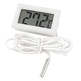 uxcell　デジタル体温計 LCD 1m 長　ホワイト　プラスチック製　LCDスクリーンセンサープローブ