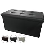 スツール 収納スツール オットマン ワイド 【 収納・オットマン・椅子・収納ボックス】 フェイクレザー レザー調 ブラック