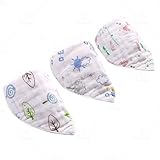 OUYUN よだれかけ ベビー モスリンコットン 綿100% ３枚セット 新生児 ギフト 出産祝い 男の子 女の子 (よだれかけベビー)