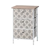 北欧風　簡単　軽量組立てチェスト (３段（59ｃｍ）, ベージュ系)