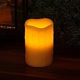 Home Impressions Battery-Powered Flameless Dripping LED Candle with Timer, 4 x 6, Ivory