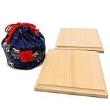 NEW 将棋駒台 新桂折将棋盤用 駒台と鈴花堂オリジナル駒袋 (和柄紺)